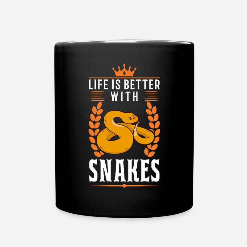 Das Leben ist besser mit Schlangen - Tasse einfarbig - Schwarz