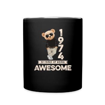 1974 Geburtstag Teddy Bär Being Awesome Orignal - Tasse einfarbig - Schwarz - Vorne