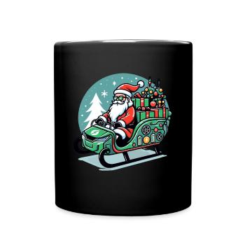Eco-Friendly Sustainable Christmas Electric Sleigh - Full Colour Mug - black - Front