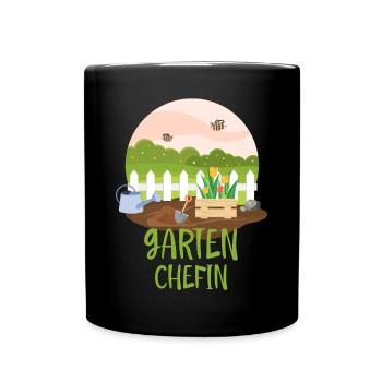 Eine Garten Chefin lustige Garten Sprüche - Tasse einfarbig - Schwarz - Vorne