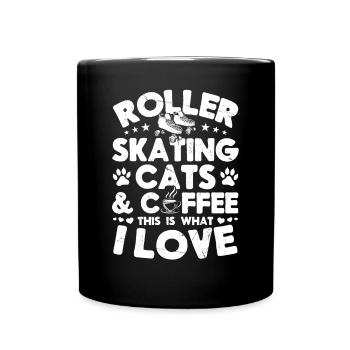 Roller Skates Roller Skating & Cat Owner - Full Colour Mug - black - Front
