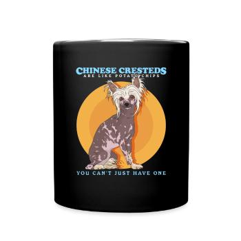 Chinesischer Schopfhund Chinese Crested Geschenk - Tasse einfarbig - Schwarz - Vorne