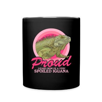Leguan Mom | Reptilien Eidechse Leguane Geschenk - Tasse einfarbig - Schwarz - Vorne