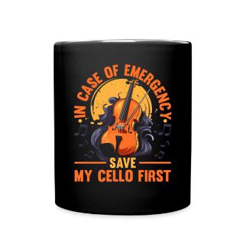 Cellist, Musikinstrument, Musiker, Cellist - Tasse einfarbig - Schwarz - Vorne