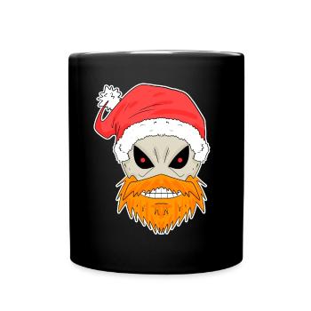 Weihnachtsmann Totenkopf - Tasse einfarbig - Schwarz - Vorne