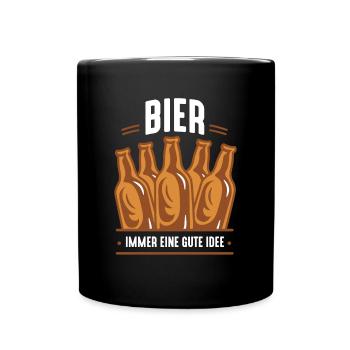 Bier Gute Idee Biertrinken Saufen Party Funshirt - Tasse einfarbig - Schwarz - Vorne