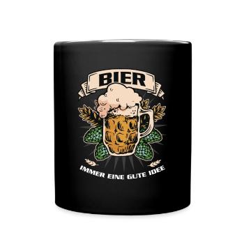 Bier Gute Idee Biertrinken Saufen Party Funshirt - Tasse einfarbig - Schwarz - Vorne
