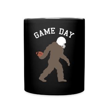 Bigfoot Quarterback Sportler Schattenbild - Tasse einfarbig - Schwarz - Vorne