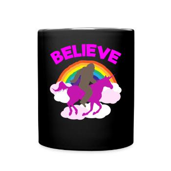 Believe in Magic Unicorn Bigfoot Mix - Full Colour Mug - black - Front