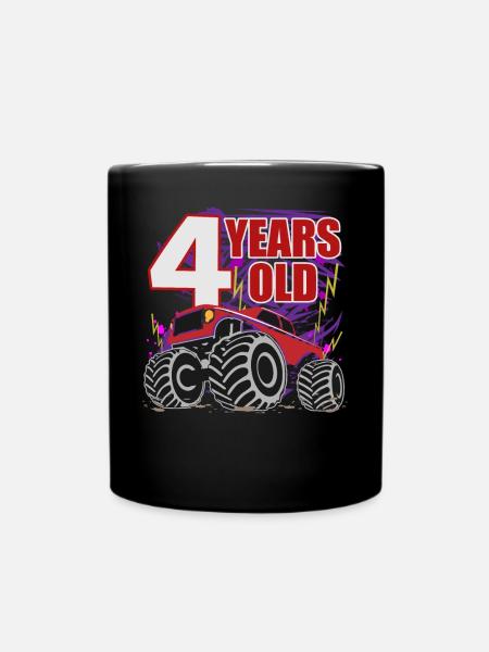 Vierjähriger Racer Monster Truck Feier - Tasse einfarbig - Schwarz