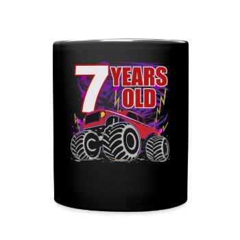 7. Geburtstag Monster Truck Jubel - Tasse einfarbig - Schwarz - Vorne