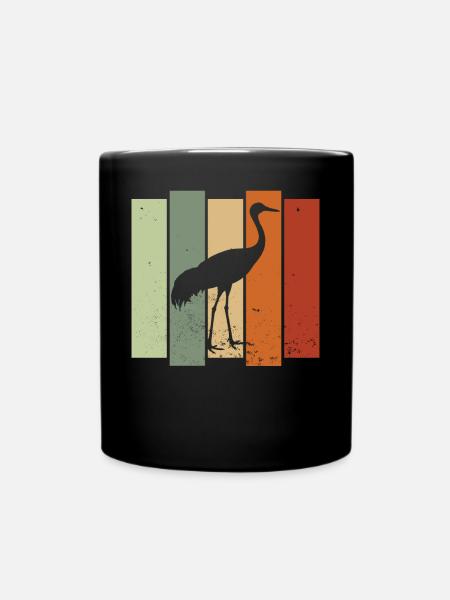 Sandhill Crane Retro Vogelbeobachtung Vogelbeobachter - Tasse einfarbig - Schwarz