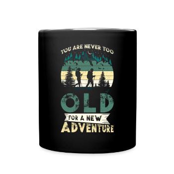 Wanderabenteuer Wanderer Geschenk Bergwald - Tasse einfarbig - Schwarz - Vorne