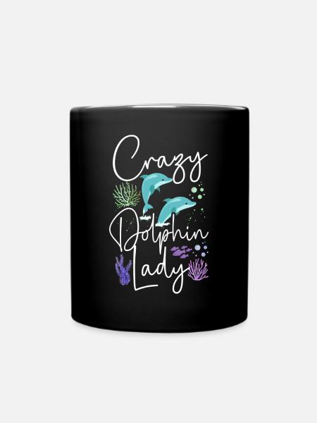 Dolphin Crazy Dolphin Lady - Ensfarvet krus - sort