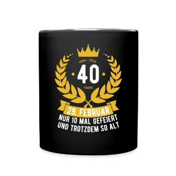 Schaltjahr 40 Jahre - Tasse einfarbig - Schwarz - Vorne