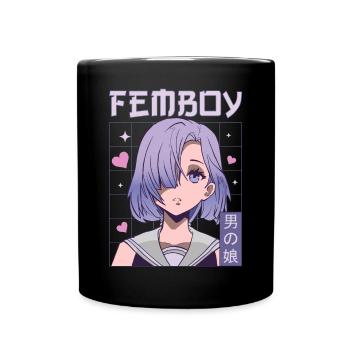 Femboy Crossdressing Crossdresser MTF Anime - Full Colour Mug - black - Front