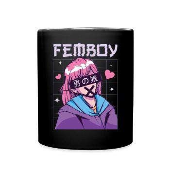 Femboy Crossdressing Crossdresser MTF Anime - Full Colour Mug - black - Front