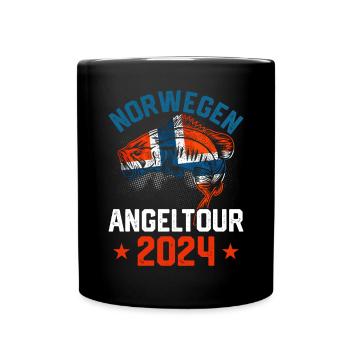 Norwegen Angeln Angelurlaub 2024 Angeltrip - Tasse einfarbig - Schwarz - Vorne