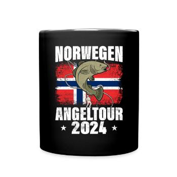 Norwegen Angelurlaub 2024 Angeln in Norwegen - Tasse einfarbig - Schwarz - Vorne