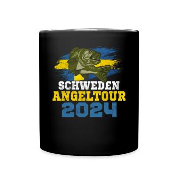 Angeln in Schweden Angelurlaub 2024 - Tasse einfarbig - Schwarz - Vorne