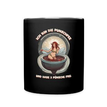 Ich bin die Punschfee Glühwein Weihnachten - Tasse einfarbig - Schwarz - Vorne