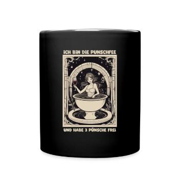 Ich bin die Punschfee Glühwein Weihnachten - Tasse einfarbig - Schwarz - Vorne