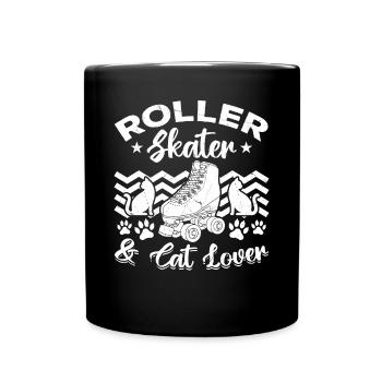 Roller Skating Cat Owner - Roller Skater & Cat Lov - Full Colour Mug - black - Front