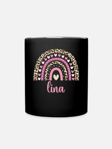 Lina Regenbogen Name Geburtstag Lina - Tasse einfarbig - Schwarz