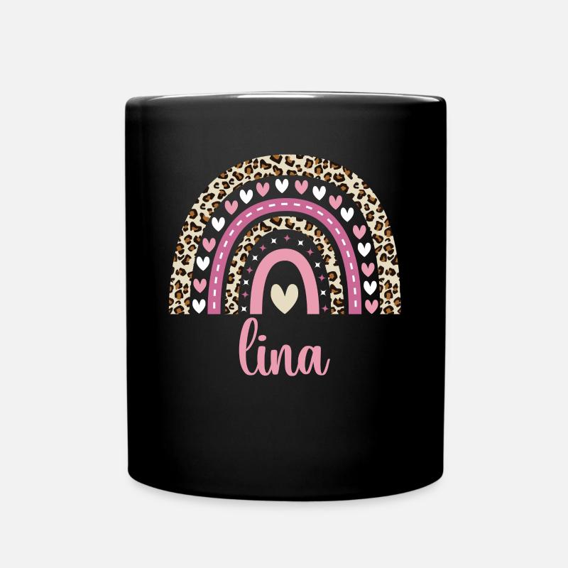 Lina Regenbogen Name Geburtstag Lina - Tasse einfarbig - Schwarz
