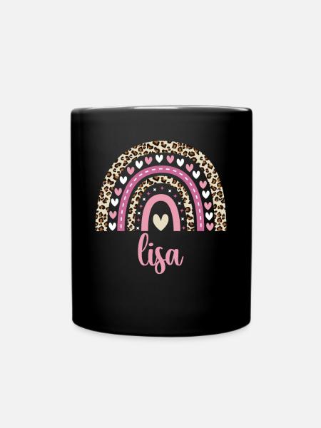 Lisa Regenbogen Name Geburtstag Lisa - Tasse einfarbig - Schwarz