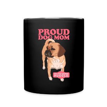 Puggle Mom Hundebesitzer Hundemama Geschenk - Tasse einfarbig - Schwarz - Vorne
