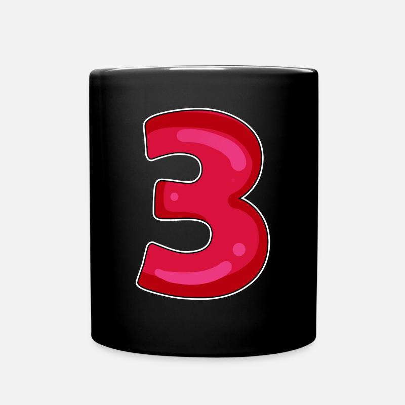 3 - Drei - Tasse einfarbig - Schwarz