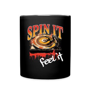 Disque Vinyle LP Platine Rétro - Mug uni - noir - Devant