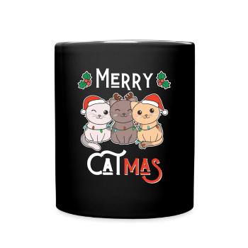 Merry Catma's Pun Cat Christmas - Full Colour Mug - black - Front