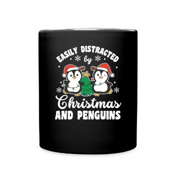Facilement distrait par Noël et les pingouins - Mug uni - noir - Devant