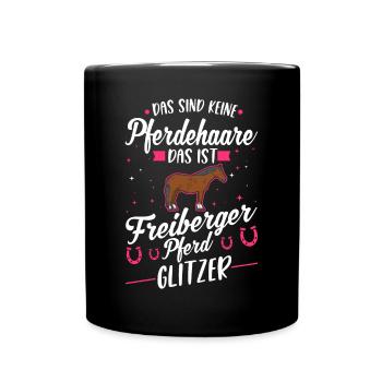 Freiberger Pferd Glitzer - Tasse einfarbig - Schwarz - Vorne