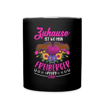 Zuhause ist wo mein Freiberger Pferd sind - Tasse einfarbig - Schwarz - Vorne