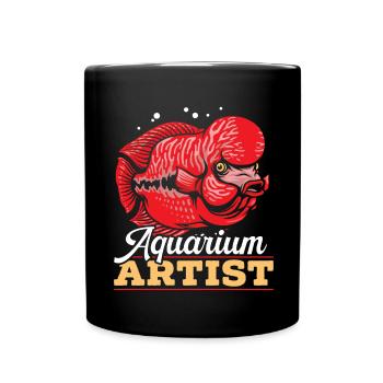 Blumenhorn Fisch Liebhaber Süßwasser Aquarienfisch - Tasse einfarbig - Schwarz - Vorne
