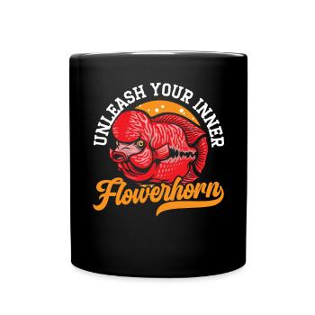 Blumenhorn Fisch Liebhaber Süßwasser Aquarienfisch - Tasse einfarbig - Schwarz - Vorne