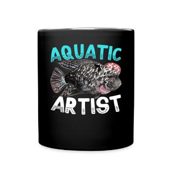 Flowerhorn Fish Lover Freshwater Aquarium Fish - Full Colour Mug - black - Front
