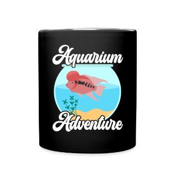Blumenhorn Fisch Liebhaber Süßwasser Aquarienfisch - Tasse einfarbig - Schwarz - Vorne