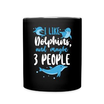 Dauphin J’aime les dauphins et peut-être - Mug uni - noir - Devant