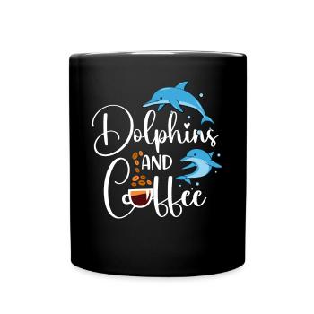 Dolphin Coffee Dolphins And Coffee - Full Colour Mug - black - Front