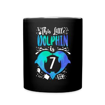 Dolphin 7th Birthday This Little - Full Colour Mug - black - Front
