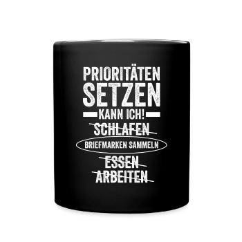 Philatelie Briefmarkensammlung Briefmarkensammler - Tasse einfarbig - Schwarz - Vorne