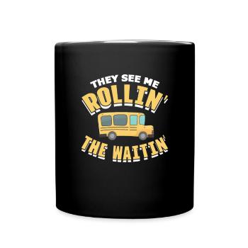 Busfahrer Busfahrerin Bus Schuhlbus Geschenk - Tasse einfarbig - Schwarz - Vorne