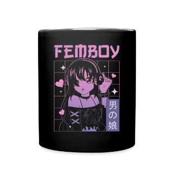 Femboy Crossdressing Crossdresser MTF Anime - Full Colour Mug - black - Front