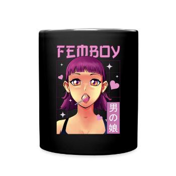 Femboy Crossdressing Crossdresser MTF Anime - Full Colour Mug - black - Front