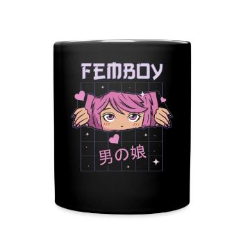 Femboy Crossdressing Crossdresser MTF Anime - Full Colour Mug - black - Front