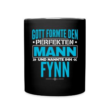 Fynn Name Design - Tasse einfarbig - Schwarz - Vorne